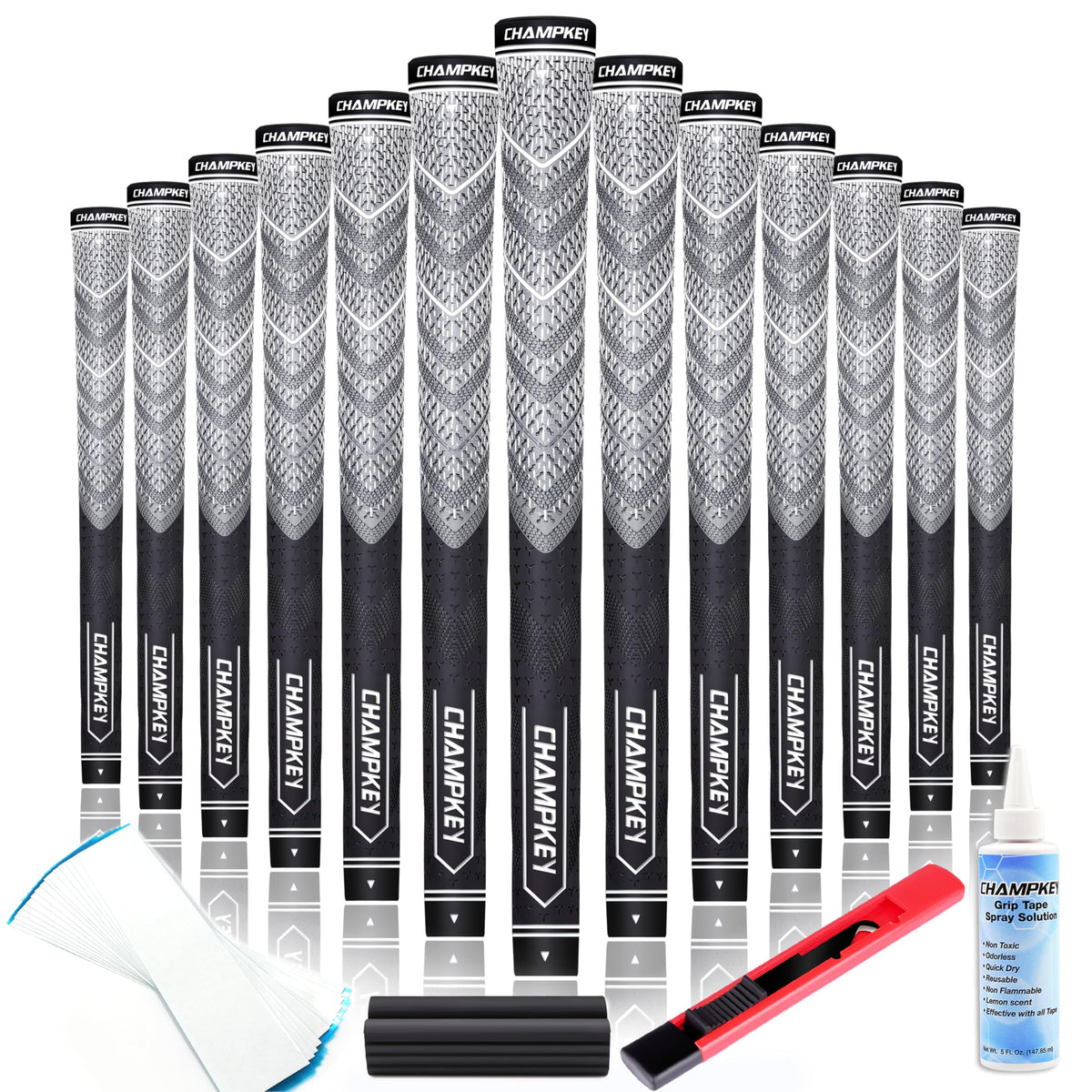 CHAMPKEY Advanced Hybrid Grips 13-pack front view with enhanced all-weather traction for consistent swings.