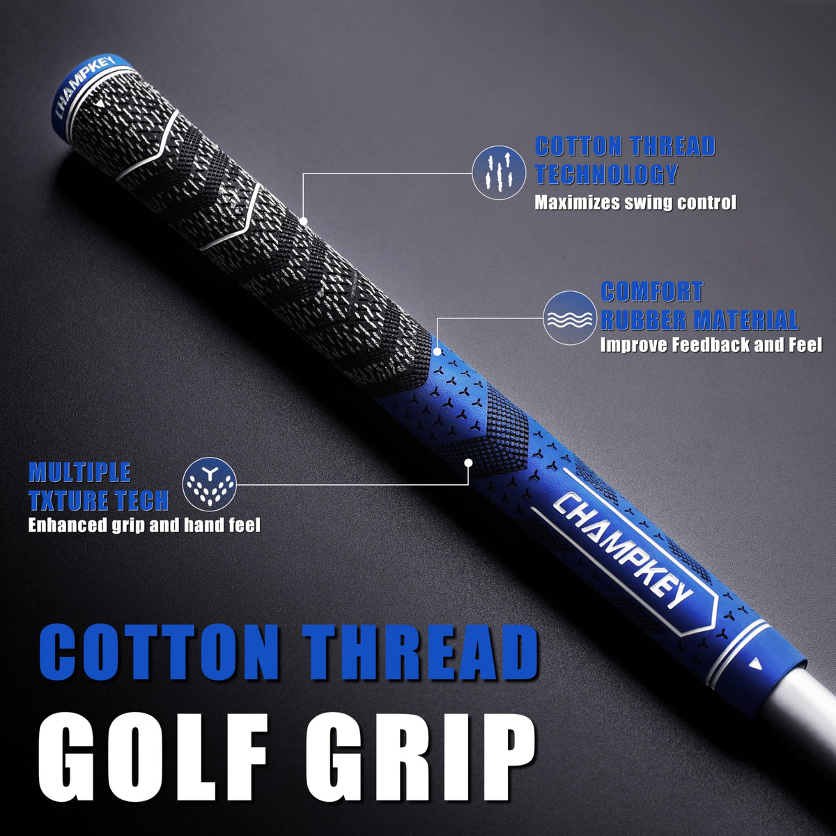 CHAMPKEY grip kit with tapes and knife enables easy regripping and setup.