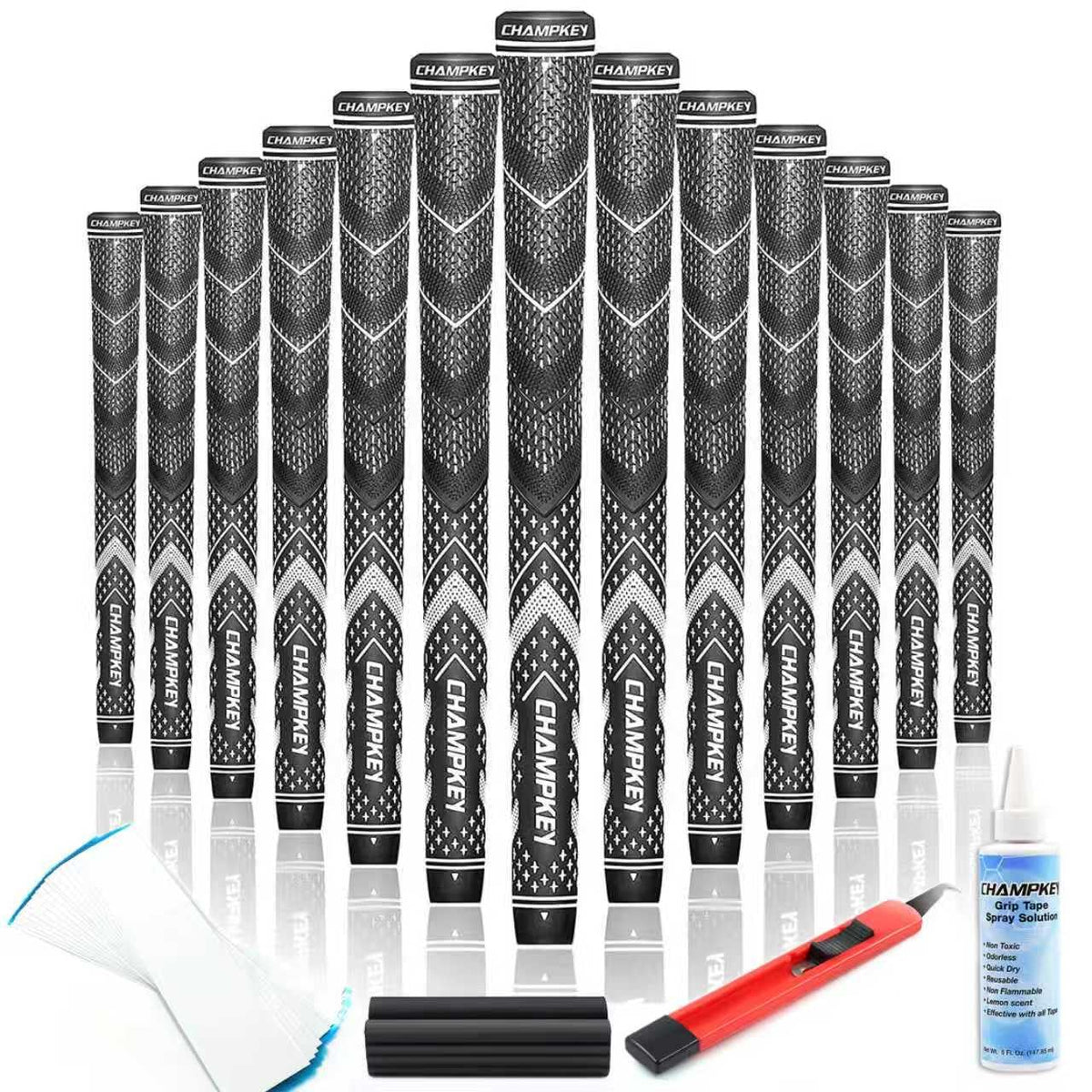 CHAMPKEY Golf Grips 13-pack close-up for quick replacement and all-weather control.