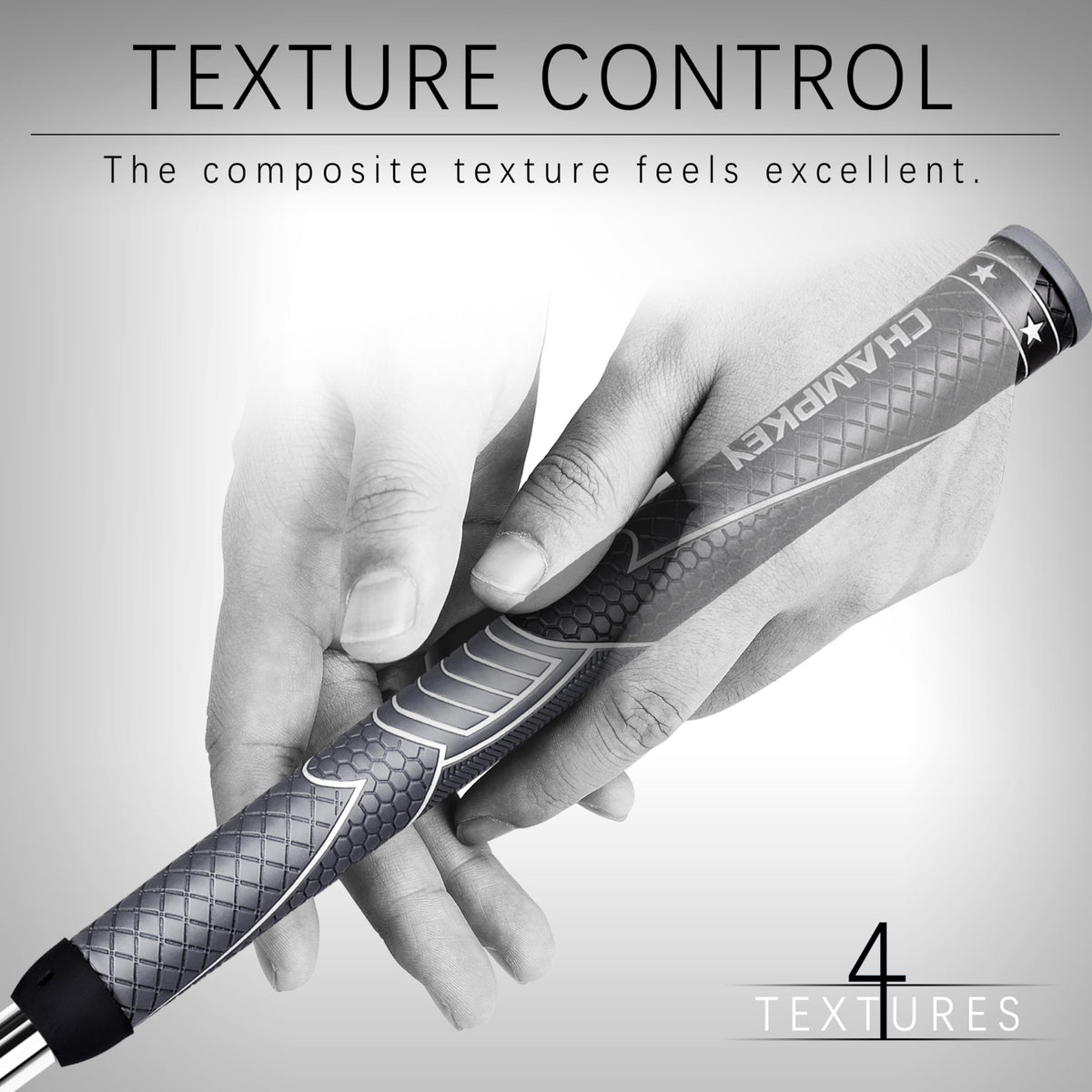 CHAMPKEY midsize grip close-up showing comfortable texture and control.