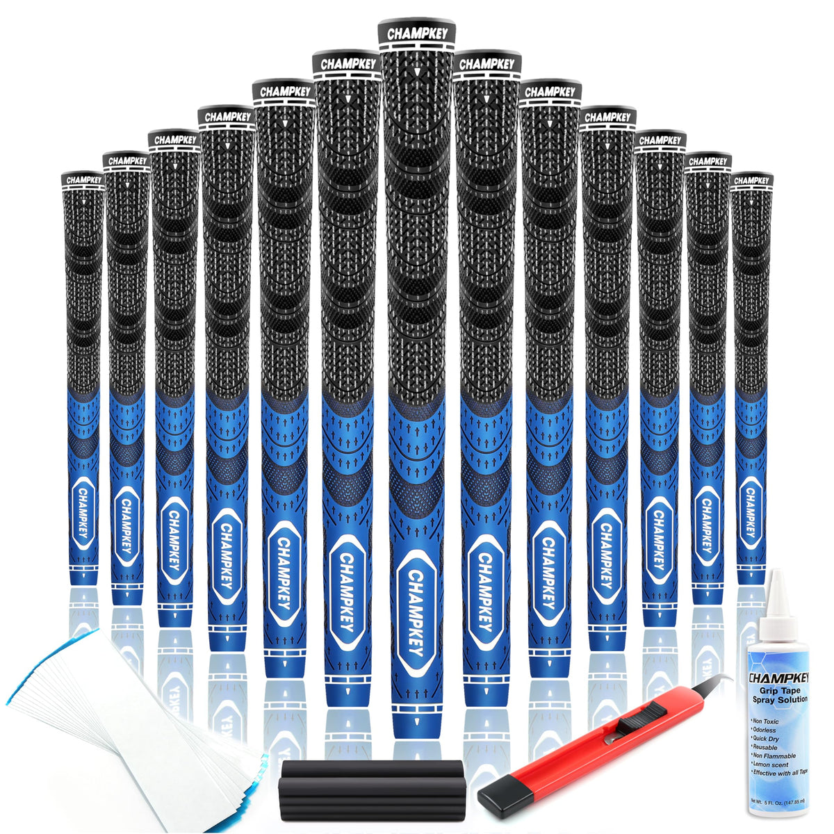 CHAMPKEY Premium Hybrid Golf Grips close-up showing soft texture for reliable traction.
