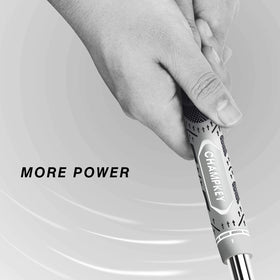 CHAMPKEY grips in-hand shot illustrates comfortable grip with reduced tension.