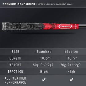 CHAMPKEY Premium Hybrid Grips half-corded texture enhances grip control