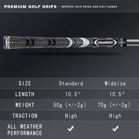 All-weather control texture on CHAMPKEY grips for consistent performance