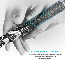 Brushed cotton thread on CHAMPKEY grips for stable grip in varied conditions