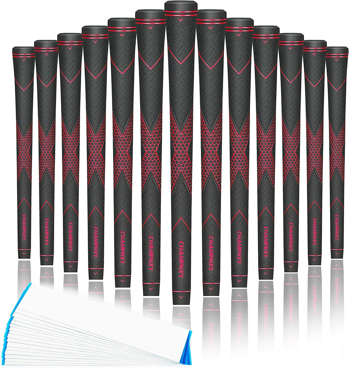 CHAMPKEY Premium Rubber Golf Grips 13-pack package delivering high traction and precise feedback