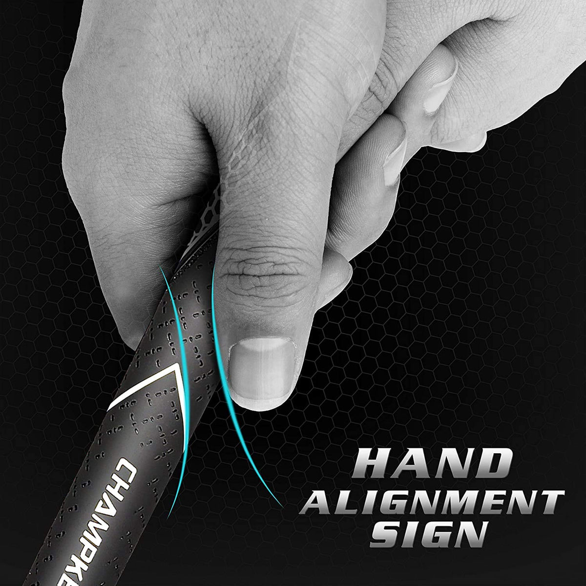 CHAMPKEY taper-closeup shows traditional profile for smoother grip pressure during swings.