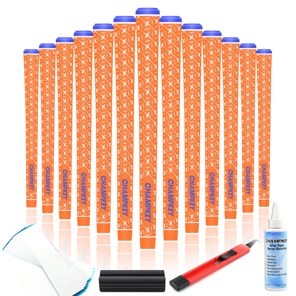 CHAMPKEY rubber golf grips 13-pack for enhanced feel and steady swing control.