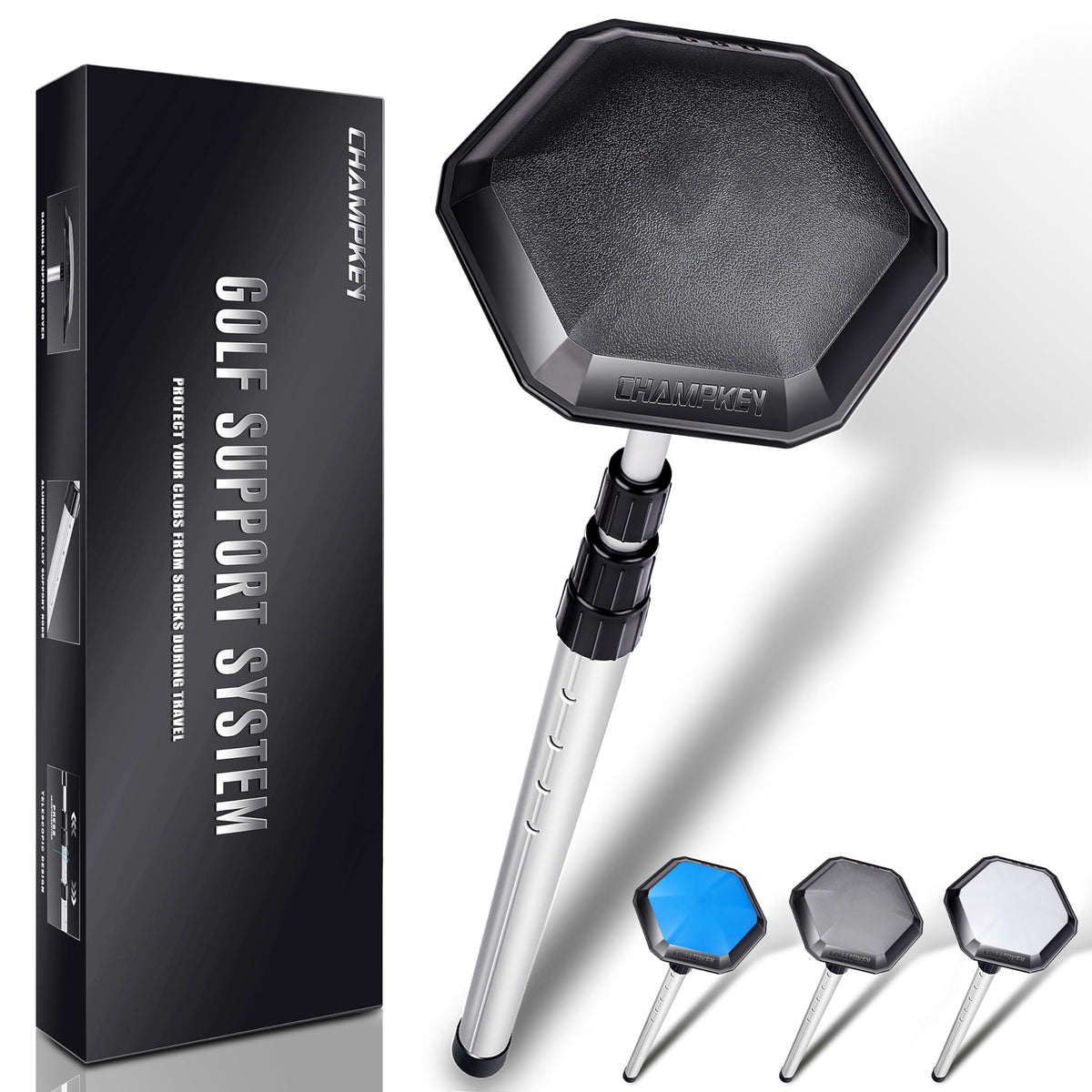 CHAMPKEY travel bag support with rubber top cover reduces impact during transit.
