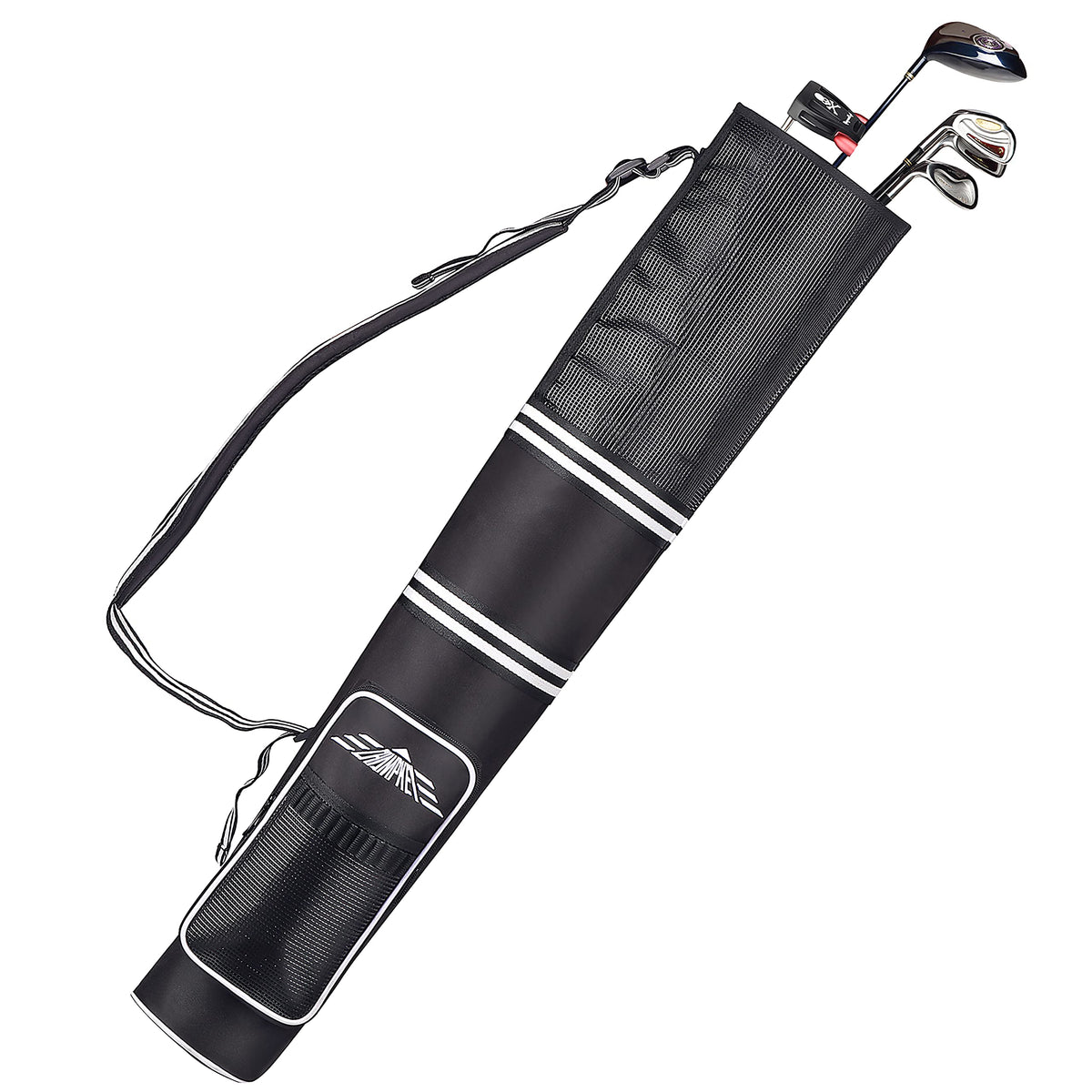 Champkey USA golf carry bag in black front view showing lightweight travel-friendly design