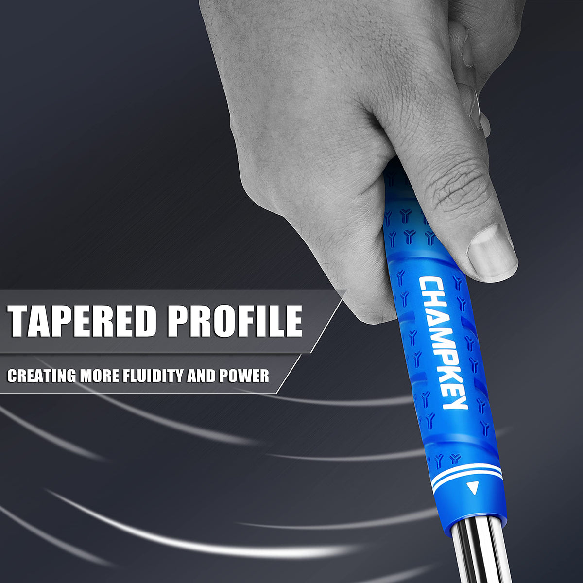 CHAMPKEY Wrap-Y oversized red grips enhance feel and club control.