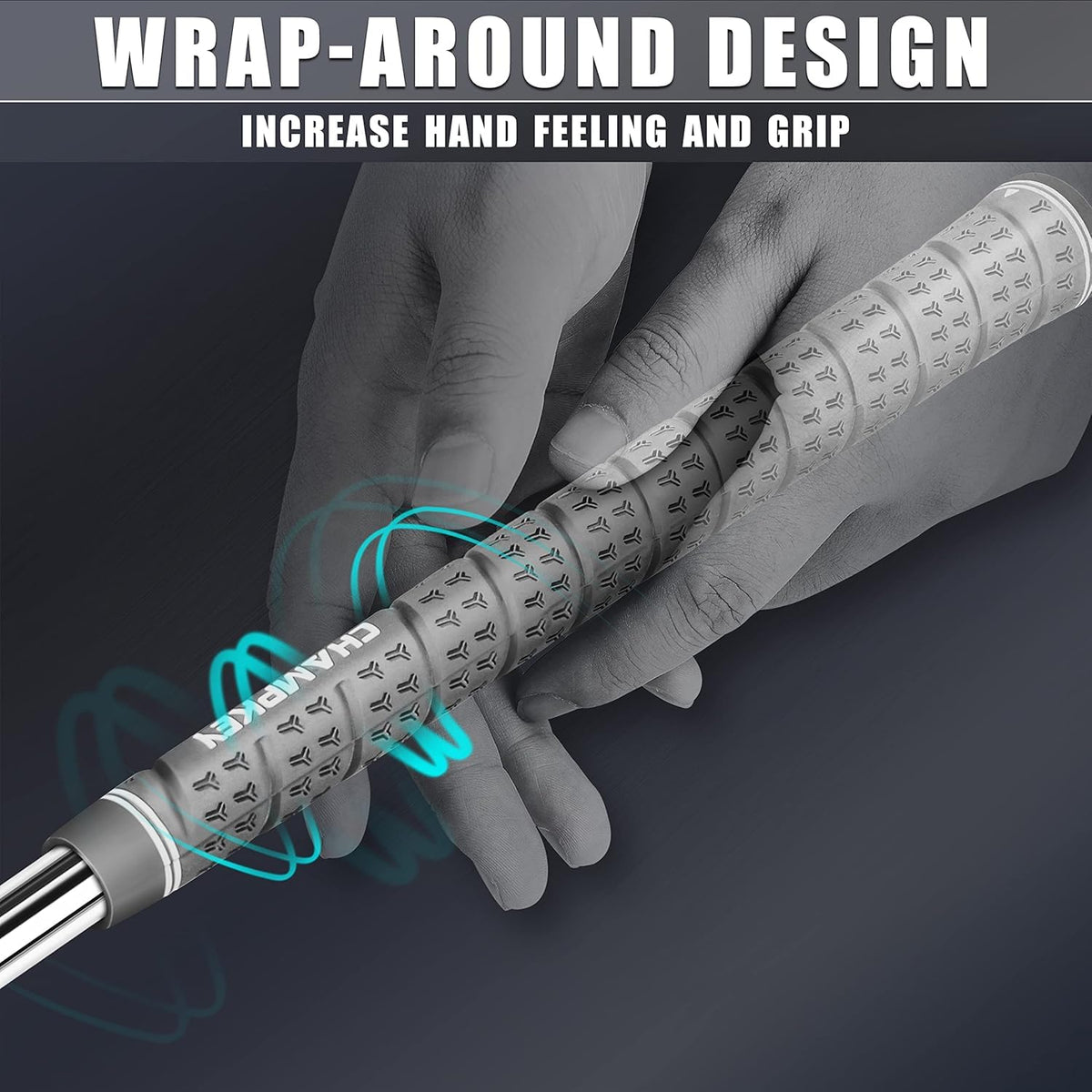 CHAMPKEY Wrap-Y texture uses hexagonal diamond design for enhanced grip feedback.