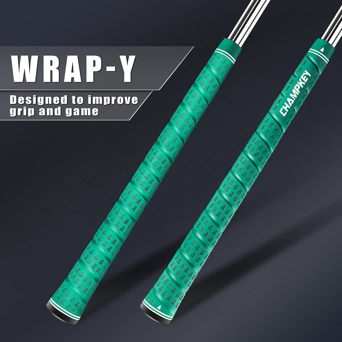CHAMPKEY Wrap-Y rubber material close-up shows high-feedback feel.
