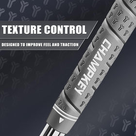 CHAMPKEY Wrap-Y grips have tapered edges for smooth club alignment.