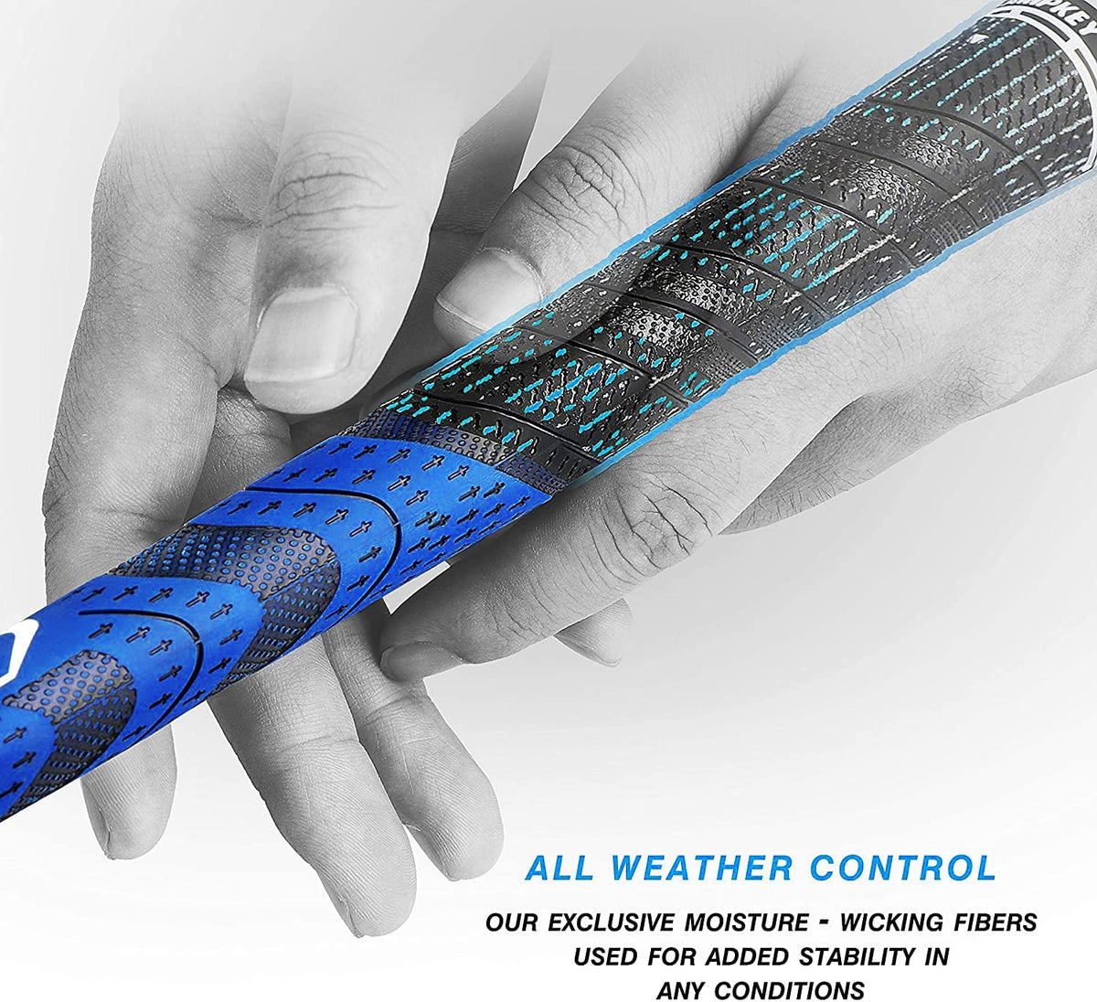 CHAMPKEY Wrap² technology close-up shows dual rubber wraps reducing grip taper.