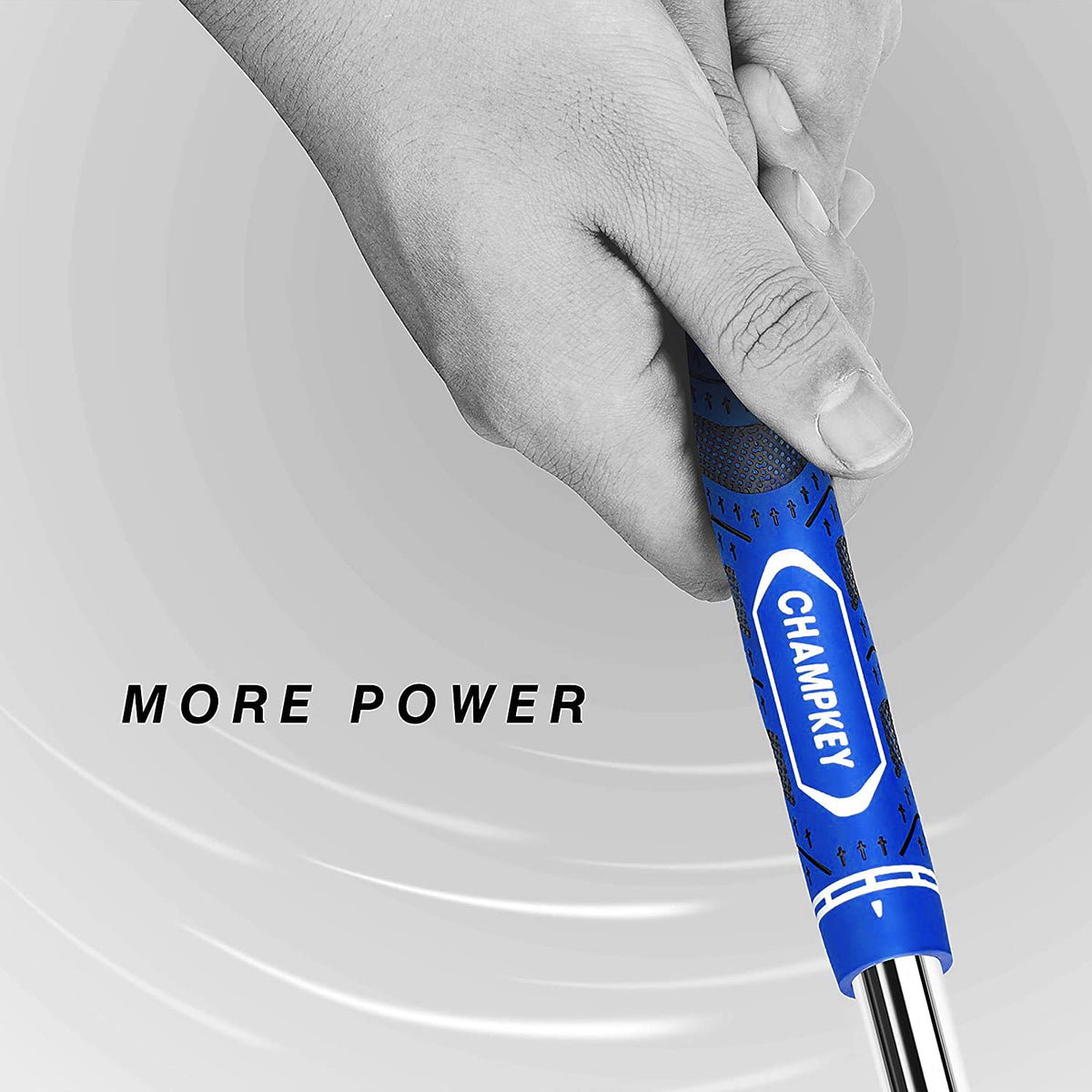 CHAMPKEY Wrap² technology section showing extra wraps for reduced grip tension.