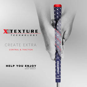 Champkey X Rubber Golf Grips X-shaped texture close-up shows added traction