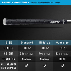 CHAMPKEY X-WEAVE black oversize grip shown for enhanced hand feel