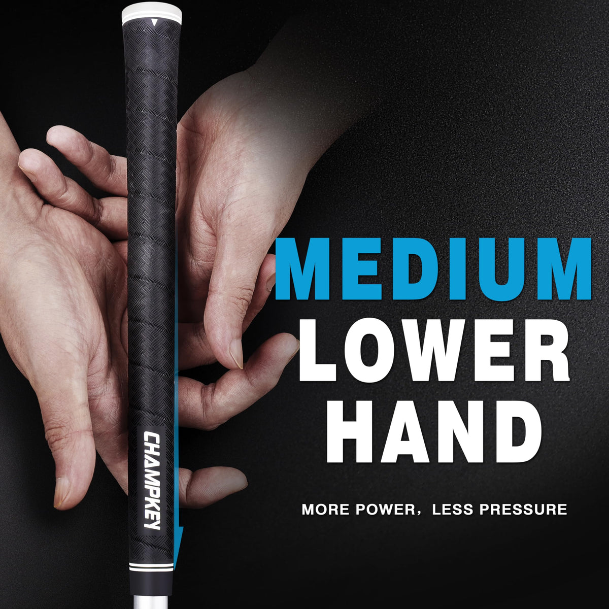 CHAMPKEY X-WEAVE grips in hand show comfortable grip during practice.