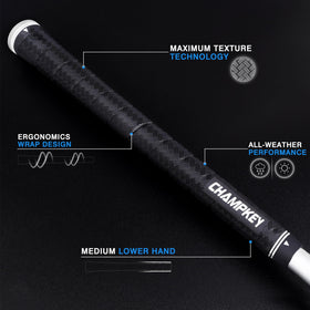 CHAMPKEY X-WEAVE grips highlight durability with high-performance rubber tech for lasting play.