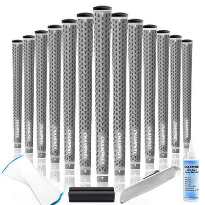 CHAMPKEY Y-360 rubber golf grips in a 13-pack with repair kits for easy installation.
