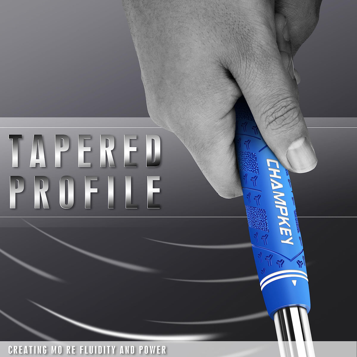 CHAMPKEY Y-PRO blue oversize repair kit included makes regripping easy.