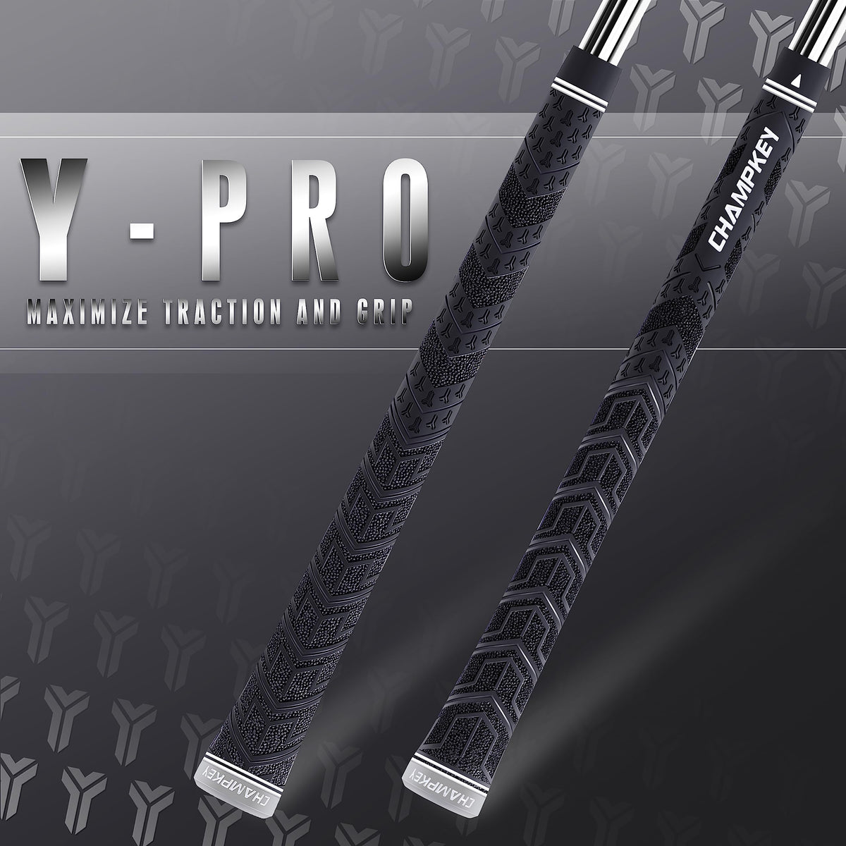 Close-up of pebble texture on CHAMPKEY Y-PRO grips for superior traction