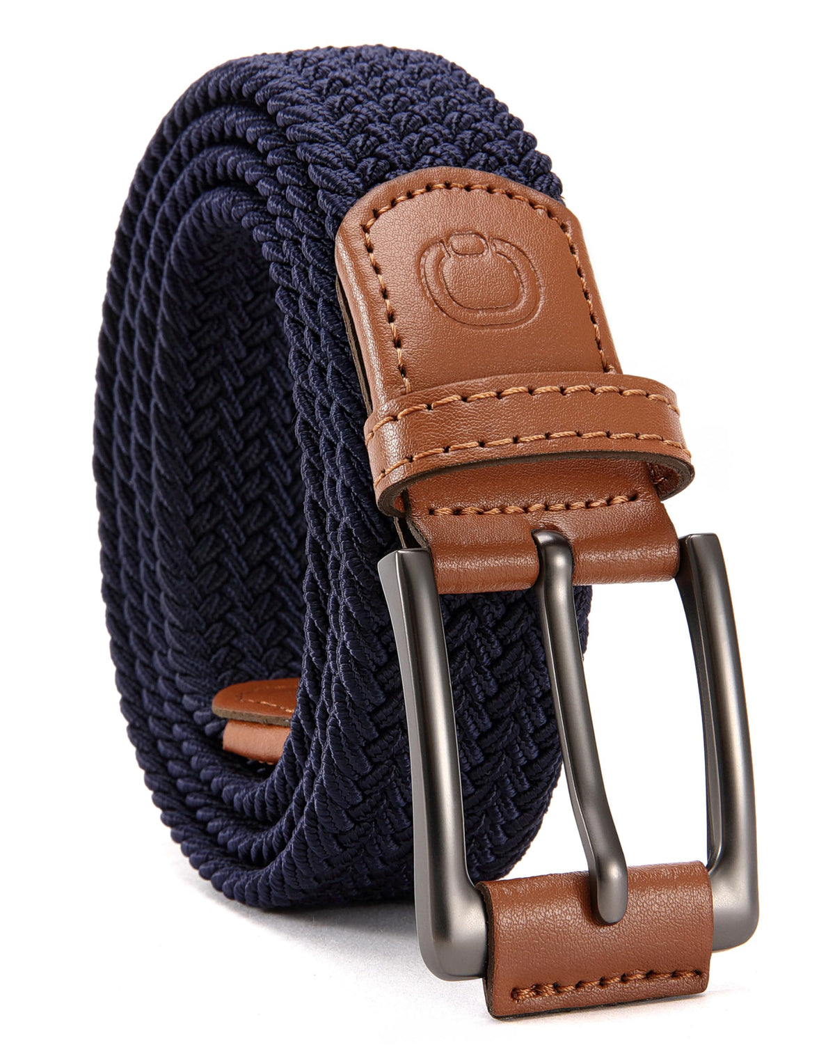 CHAOREN mens stretch belt braided closeup highlights premium material and glossy finish