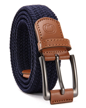 CHAOREN mens stretch belt braided closeup highlights premium material and glossy finish