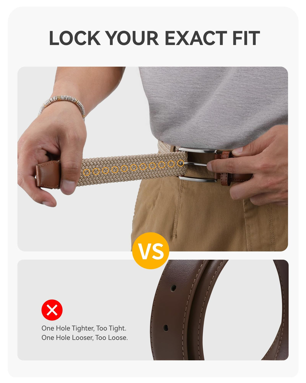 CHAOREN metal-reinforced belt end resists rust for durable wear.