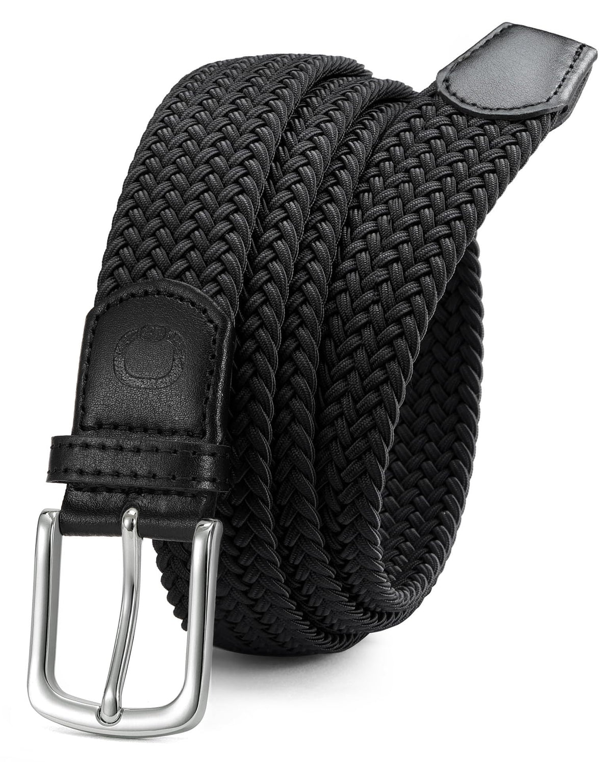 CHAOREN stretch belt closeup buckle shows reinforced metal for durability.