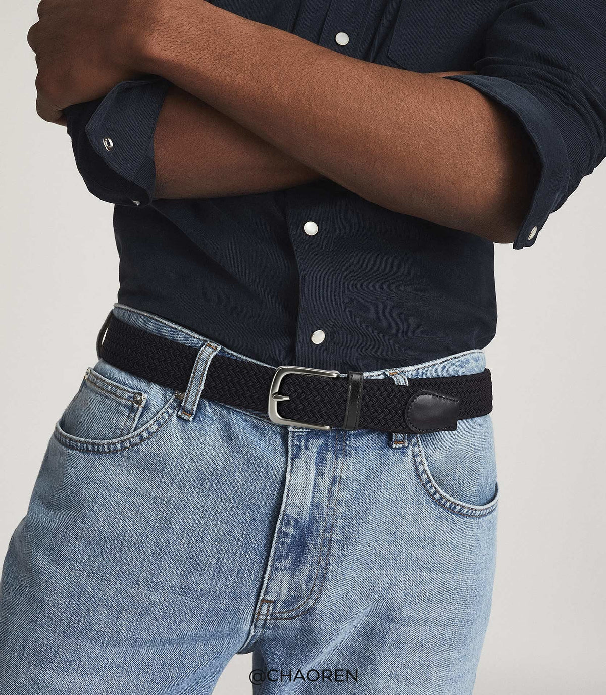 CHAOREN Stretch Belt elastic flexibility demonstrated for bending and squatting comfort