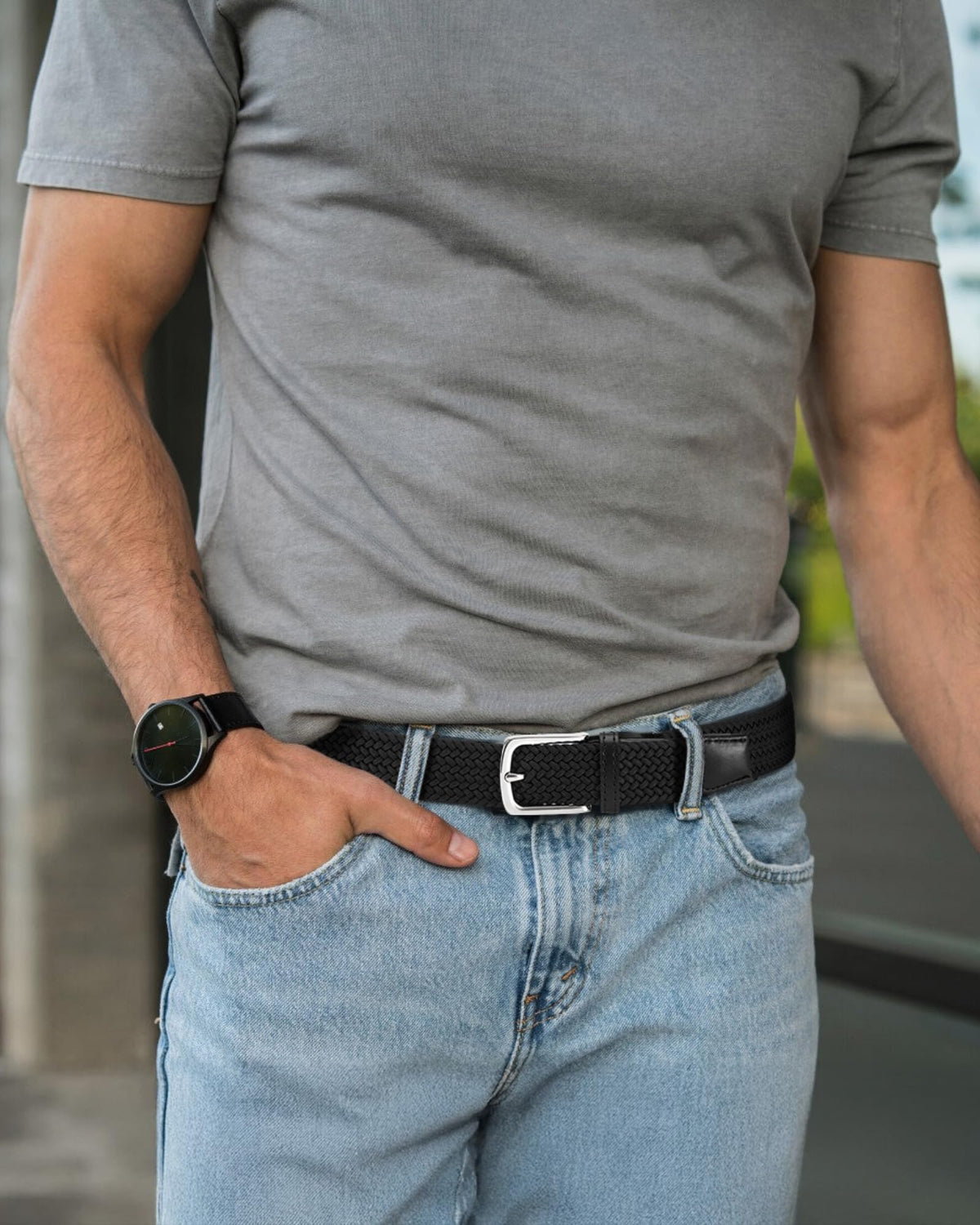 CHAOREN braided elastic belt texture highlights flexible comfort during movement.