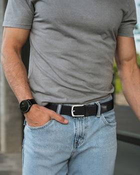 CHAOREN braided elastic belt texture highlights flexible comfort during movement.
