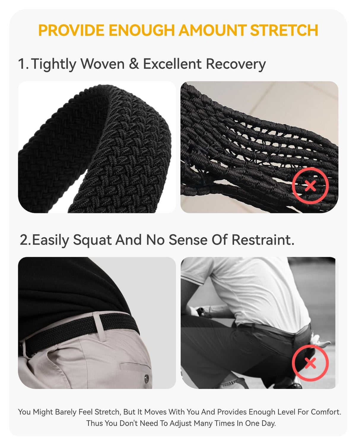 CHAOREN Stretch Belt fabric texture detail highlights premium braided weave.