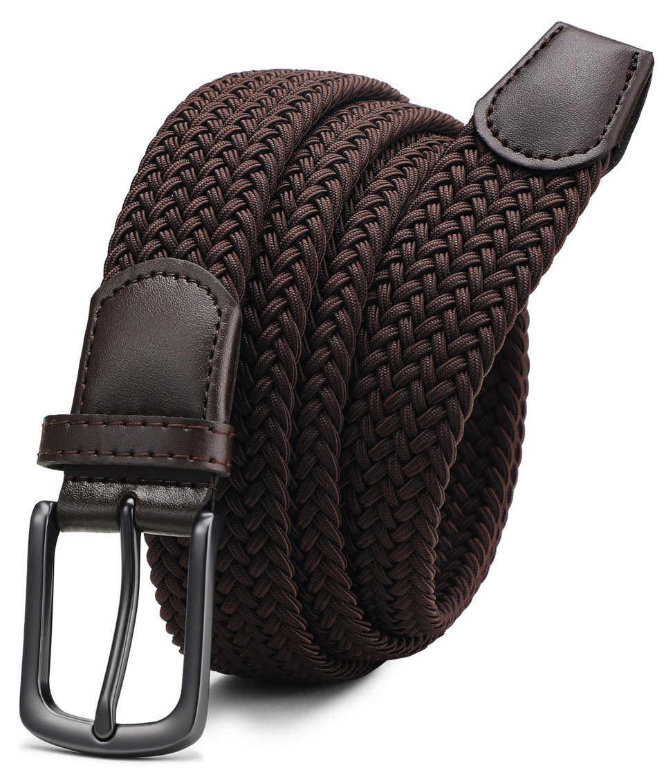 CHAOREN stretch belt for men braided elastic golf belt front view for versatile, comfortable wear