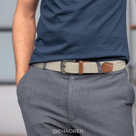 CHAOREN belt texture close-up highlighting high-gloss polyester finish.