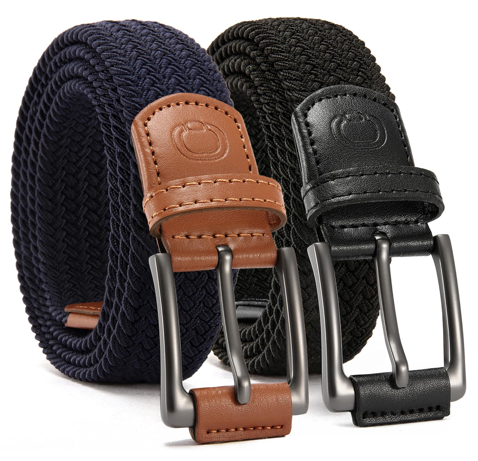 CHAOREN stretch belt two-pack braided buckle for everyday comfort