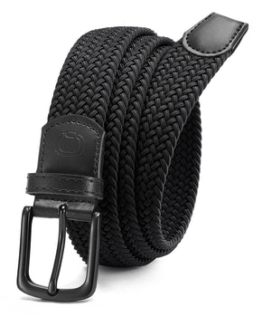 CHAOREN stretch belt close-up buckle showing durable, rust-resistant hardware for secure wear