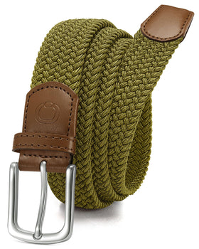 CHAOREN Stretch belt close-up of braided elastic with front buckle for a secure fit.