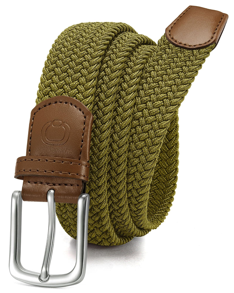 CHAOREN Stretch belt close-up of braided elastic with front buckle for a secure fit.