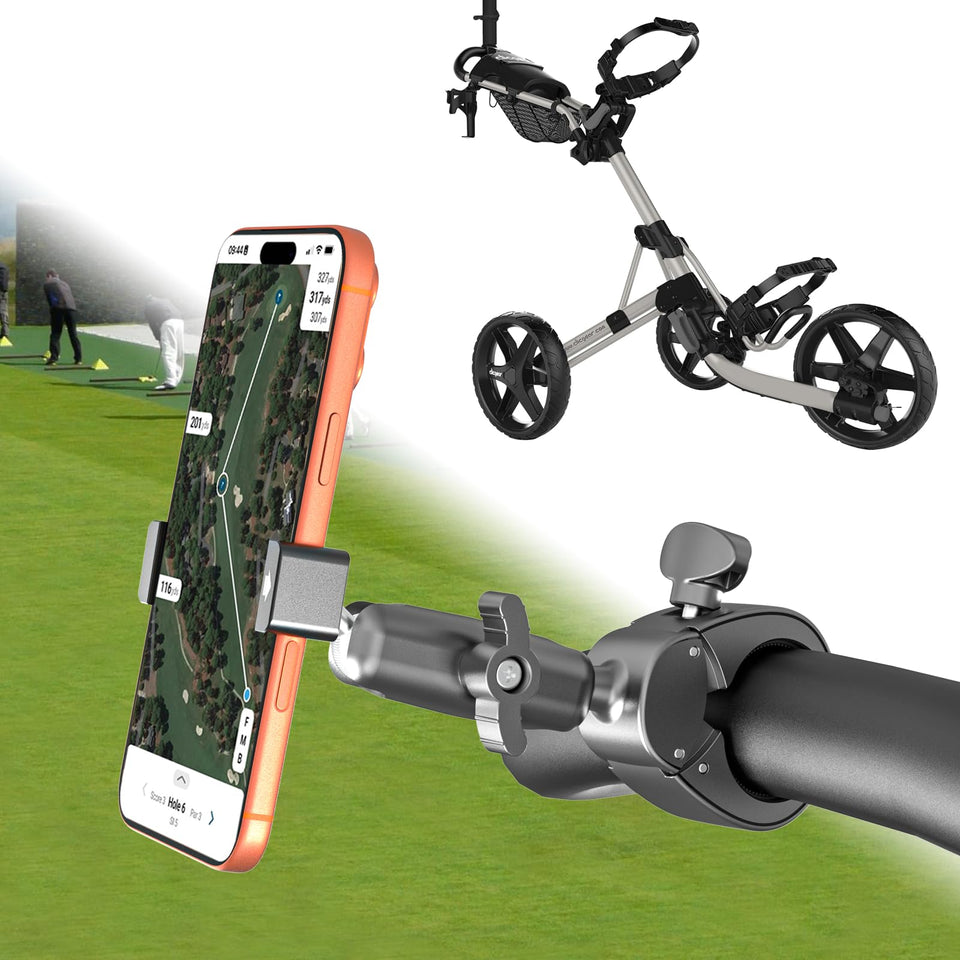 Charchendo no-shake holder grips golf cart handle securely for steady GPS