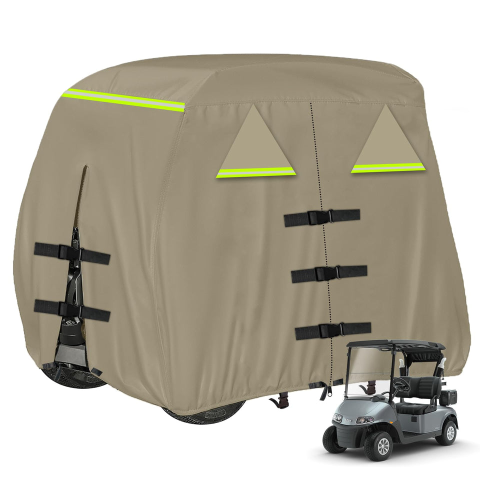 Che Yi Bao golf cart cover in 420D Oxford fabric protects against rain and sun.
