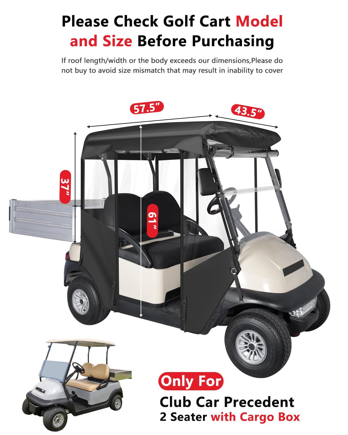 CHENGWEI 57 inch roof waterproof cover keeps the cart dry in rain