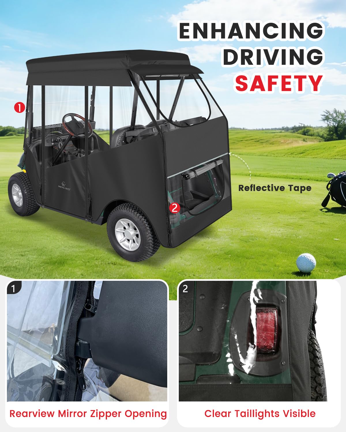 CHENGWEI all-weather cover for EZGO RXV cart durability.