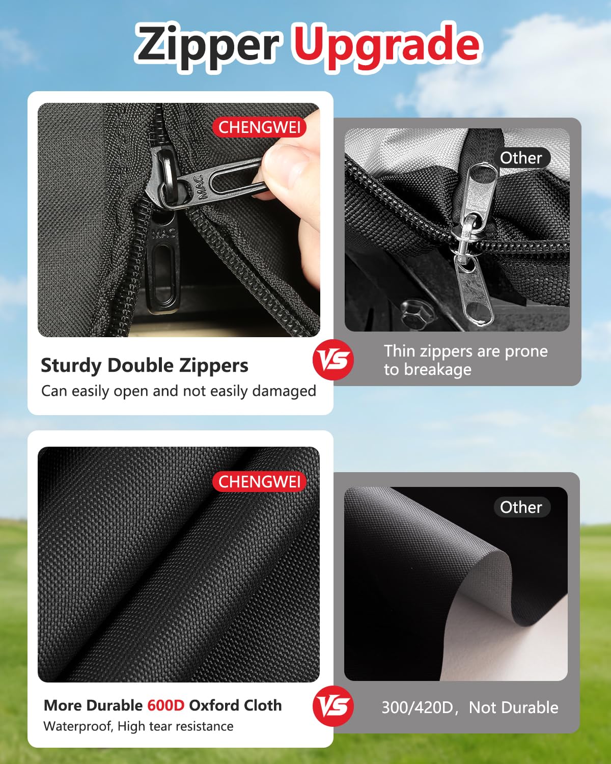 CHENGWEI easy installation by draping over the cart enables quick setup.