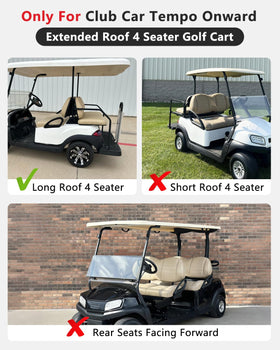 Extended roof design for all-weather golf cart rides with CHENGWEI enclosure