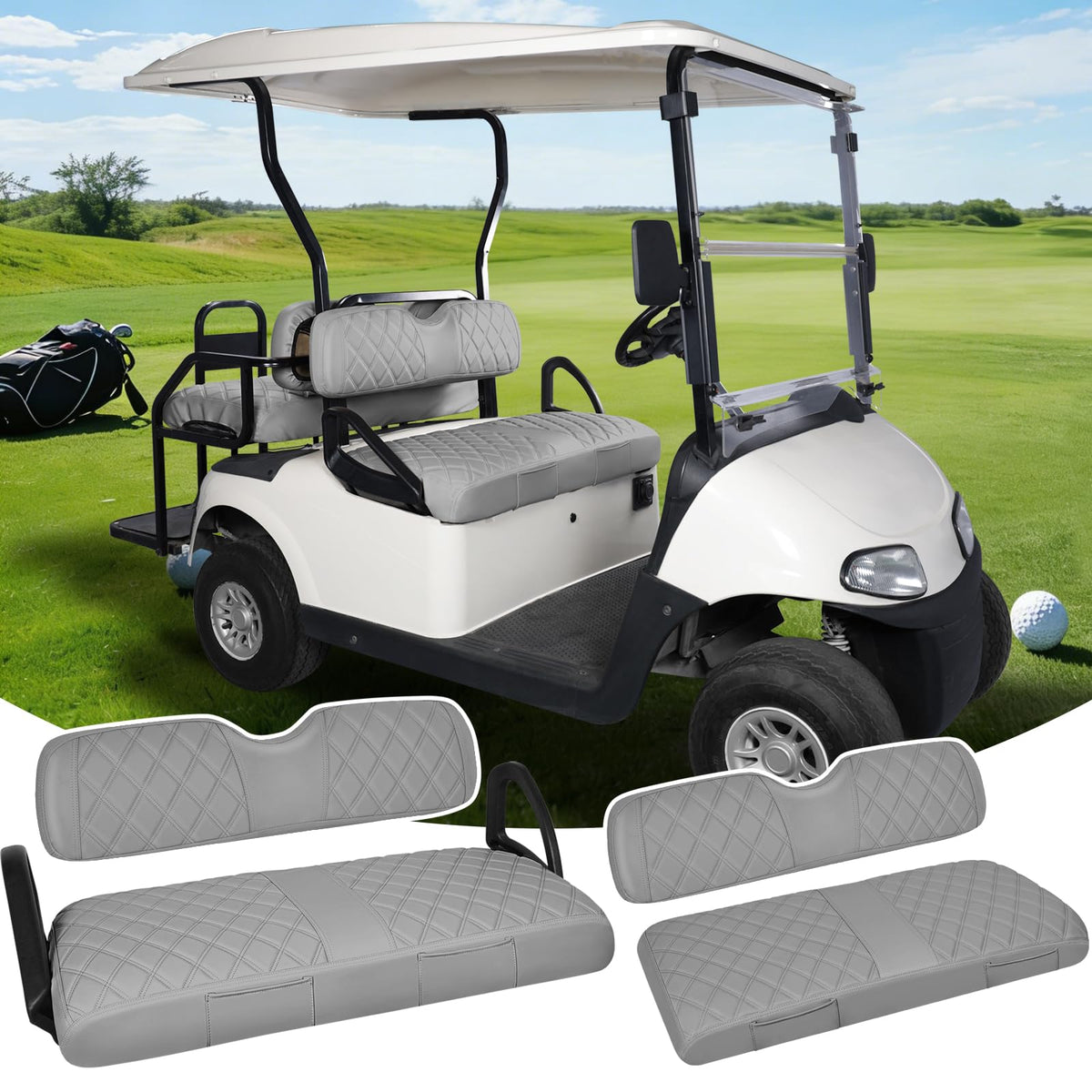 CHENGWEI EZGO RXV front seat cover with diamond stitching protects and refreshes your ride.