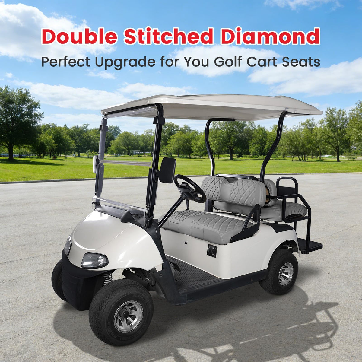 CHENGWEI EZGO RXV seat cover cleans quickly with a damp cloth.