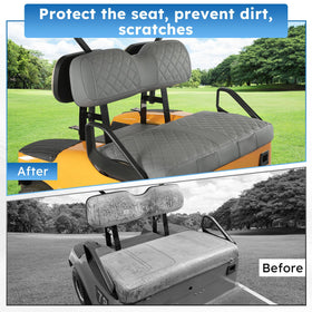 CHENGWEI EZGO TXT front seat cover enhances style on golf course and resort.